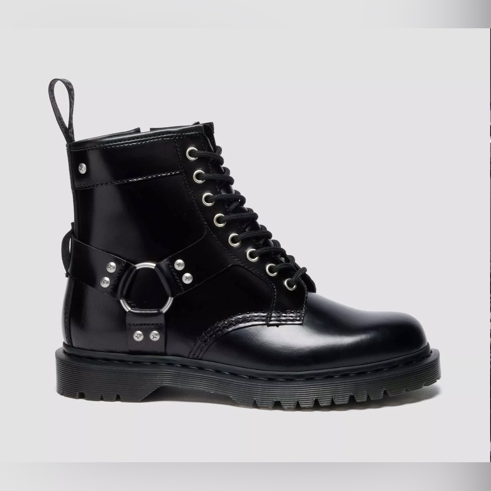 Dr. Martens 1460 Harness Black Leather Boots - Size Men 12 / Women 13 - NEW